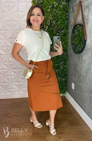 Saia Evasê com Bolso Moletinho