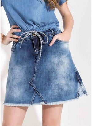 Saia Evasê Jeans