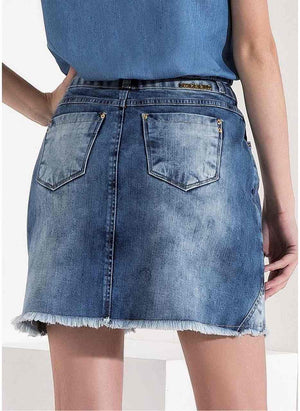 Saia Evasê Jeans