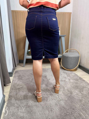 Saia Jeans Escuro Sarja Tradicional