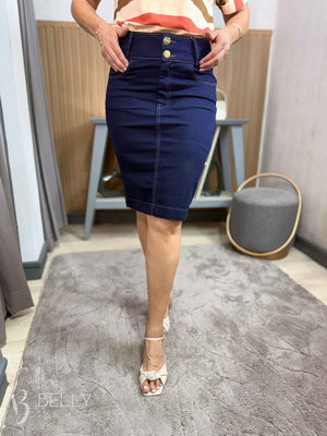 Saia Jeans Escuro Sarja Tradicional