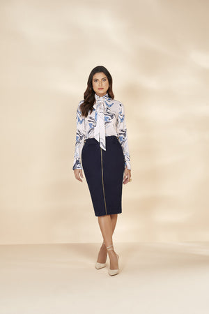 Saia Jeans Lápis C/ Ziper