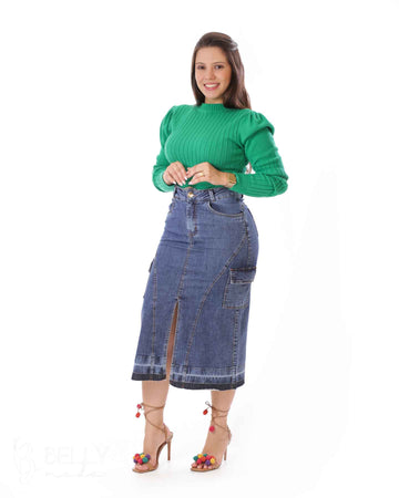Saia Jeans Midi