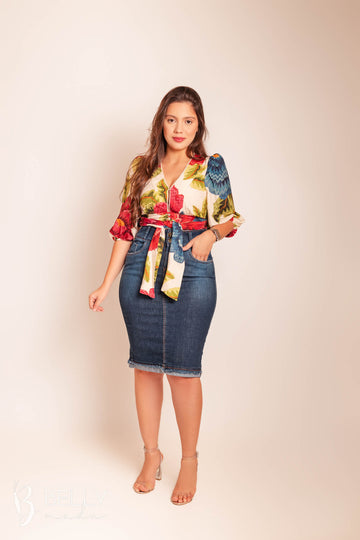 Saia Jeans Reta
