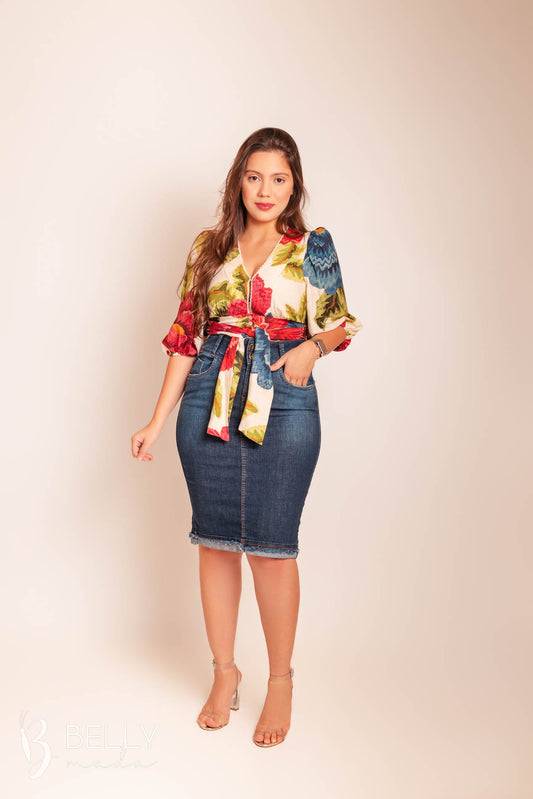 Saia Jeans Reta