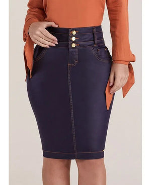 Saia Jeans Tradicional 3 Cós Wet Glow