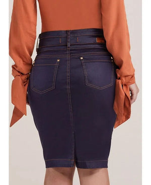 Saia Jeans Tradicional 3 Cós Wet Glow
