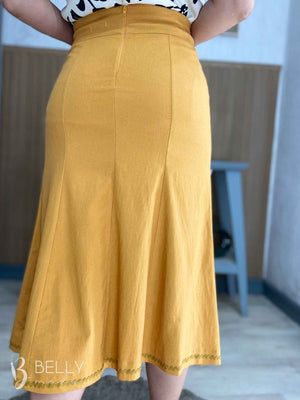 Saia Karen Midi Sereia Linho