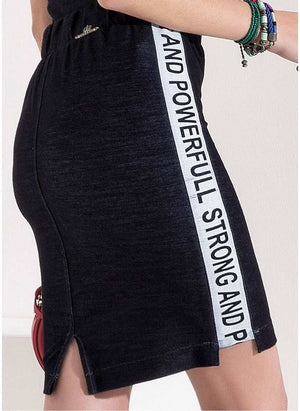 Saia Lápis Malha Denim