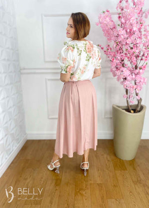 Saia Midi Linho Deyse