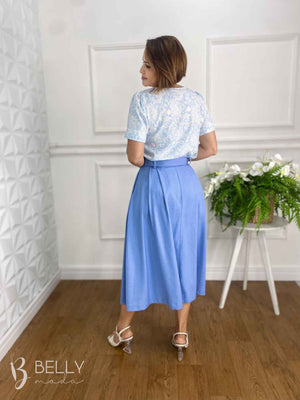 Saia Midi Linho Deyse