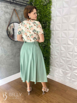 Saia Midi Linho Deyse