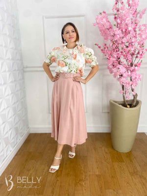 Saia Midi Linho Deyse