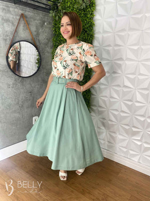 Saia Midi Linho Deyse