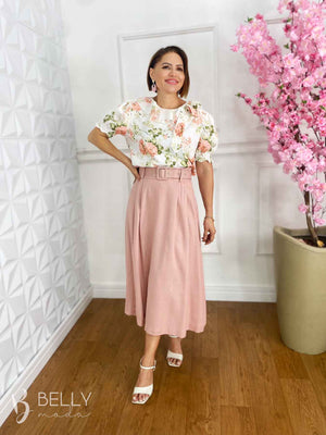 Saia Midi Linho Deyse