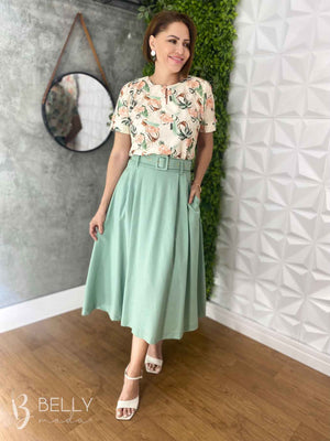 Saia Midi Linho Deyse