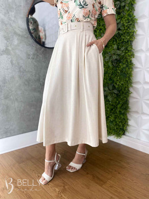 Saia Midi Linho Deyse