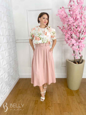 Saia Midi Linho Deyse