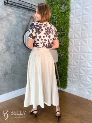 Saia Midi Linho Deyse