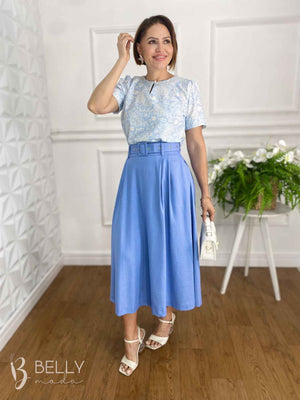 Saia Midi Linho Deyse