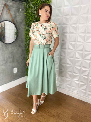 Saia Midi Linho Deyse