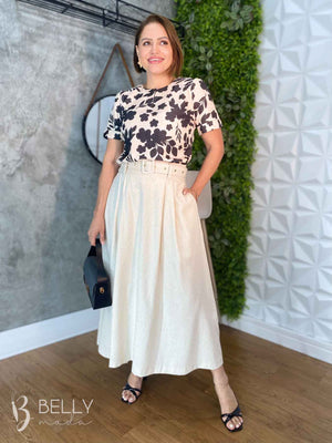 Saia Midi Linho Deyse