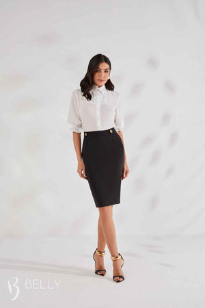 Saia Reta Alfaiataria Preta