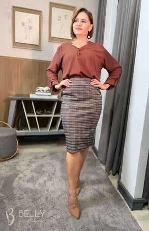 Saia Reta Malha Tweed