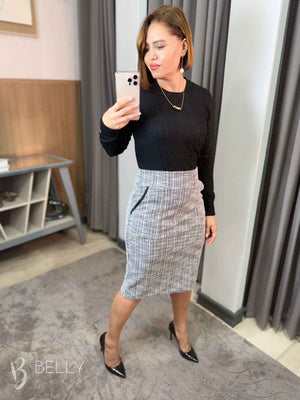 Saia Reta Malha Tweed