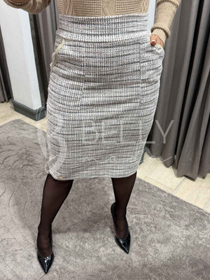 Saia Reta Malha Tweed