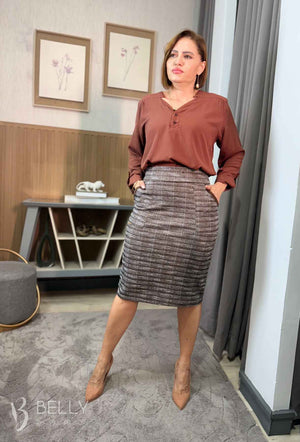 Saia Reta Malha Tweed