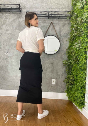Saia Reta Midi Fenda Sarja