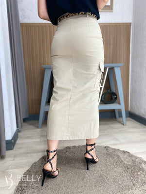 Saia Reta Midi Fenda Sarja