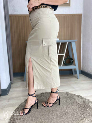 Saia Reta Midi Fenda Sarja