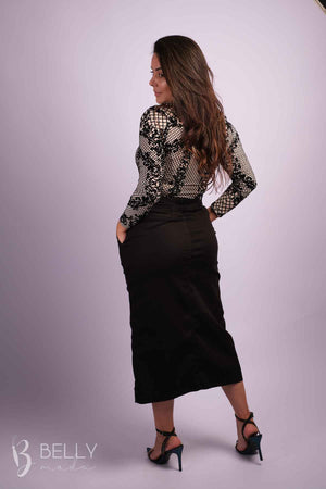 Saia Sarja Evasê Preto