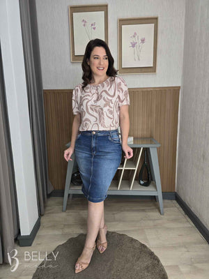 Saia Tradicional Jeans com Tachas