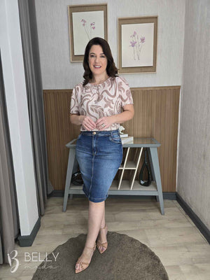 Saia Tradicional Jeans com Tachas