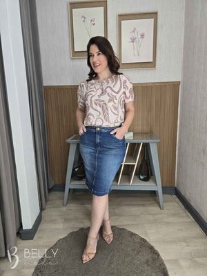 Saia Tradicional Jeans com Tachas
