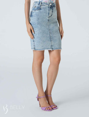 Saia Tradicional Jeans com Tachas