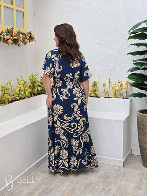 Vestido Celeste Evasê Max Midi