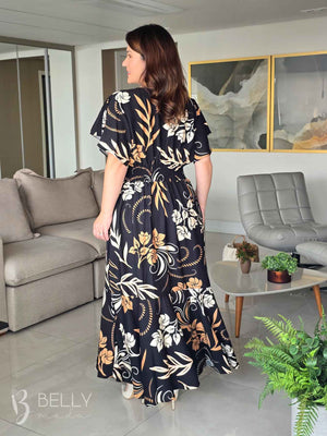 Vestido Celeste Evasê Max Midi