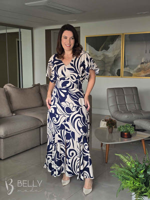 Vestido Celeste Evasê Max Midi