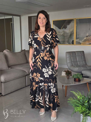 Vestido Celeste Evasê Max Midi