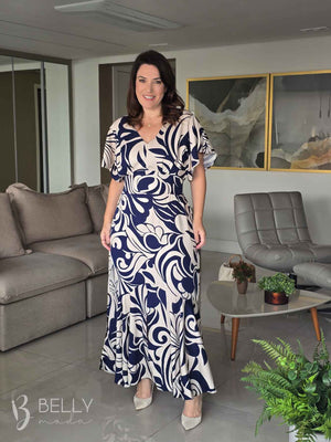 Vestido Celeste Evasê Max Midi