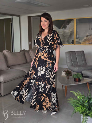 Vestido Celeste Evasê Max Midi