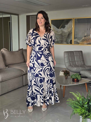 Vestido Celeste Evasê Max Midi