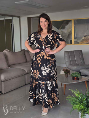 Vestido Celeste Evasê Max Midi