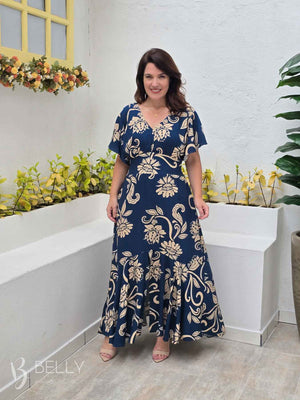 Vestido Celeste Evasê Max Midi