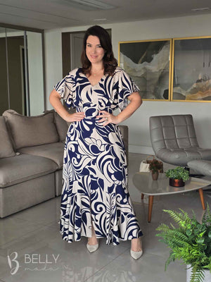 Vestido Celeste Evasê Max Midi