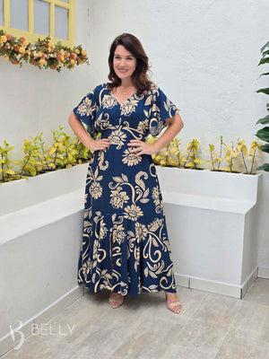 Vestido Celeste Evasê Max Midi